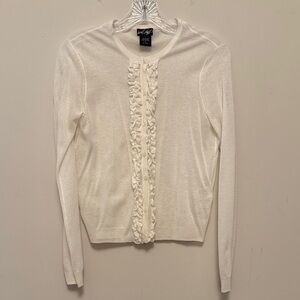 Lord & Taylor White Cardigan Sweater